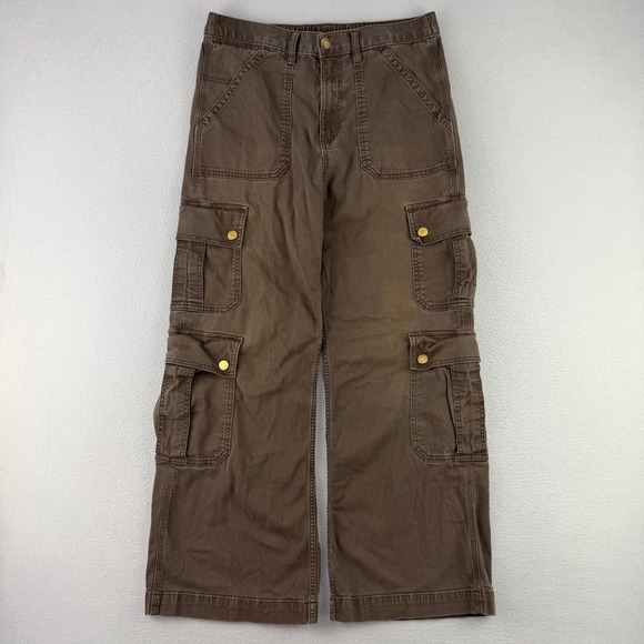 Arizona Jean Co Pants - Arizona Jean Co Cargo Pants Women 10 Brown Wide Leg Utility Multi Pocket Stretch